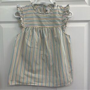 J. Crew Striped White Pink Green Blue Sleeveless Women's Dress Top Blouse Shirt
